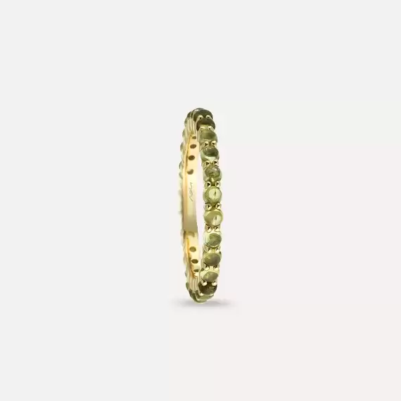 1.47 CT Green Sapphire Yellow Gold Eternity Ring - 4