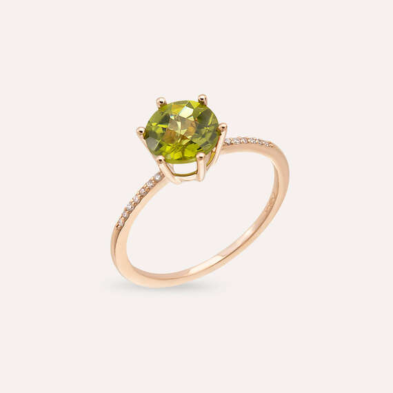 1.47 CT Peridot and Diamond Rose Gold Ring - 4