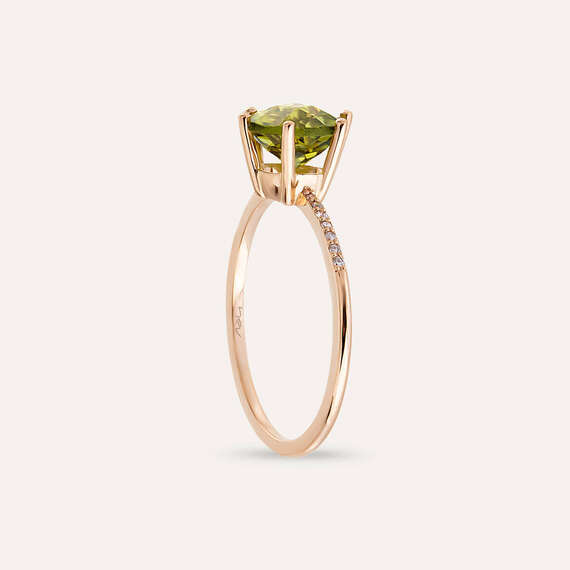 1.47 CT Peridot and Diamond Rose Gold Ring - 5