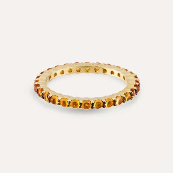 1.49 CT Orange Sapphire Yellow Gold Eternity Ring - 3