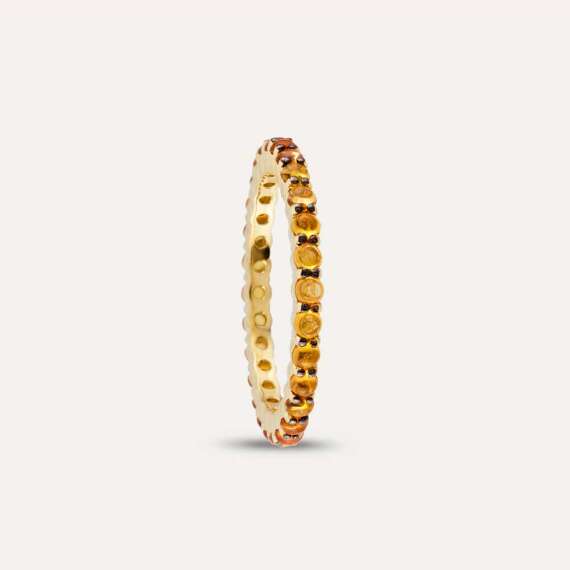 1.49 CT Orange Sapphire Yellow Gold Eternity Ring - 5