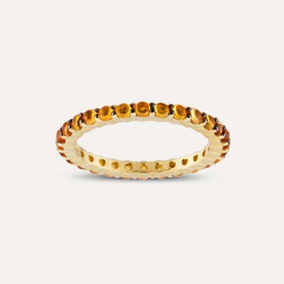 1.49 CT Orange Sapphire Yellow Gold Eternity Ring - 1