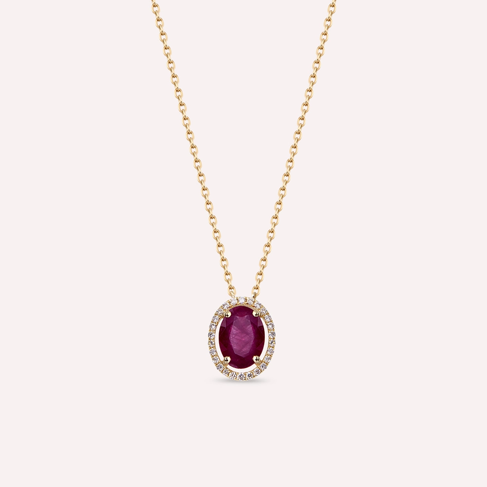 1.49 CT Ruby and Diamond Rose Gold Necklace - 1