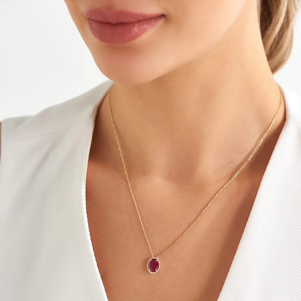 1.49 CT Ruby and Diamond Rose Gold Necklace - 2
