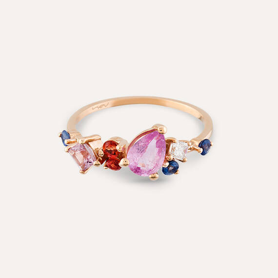 1.55 CT Multicolor Sapphire and Diamond Ring - 3