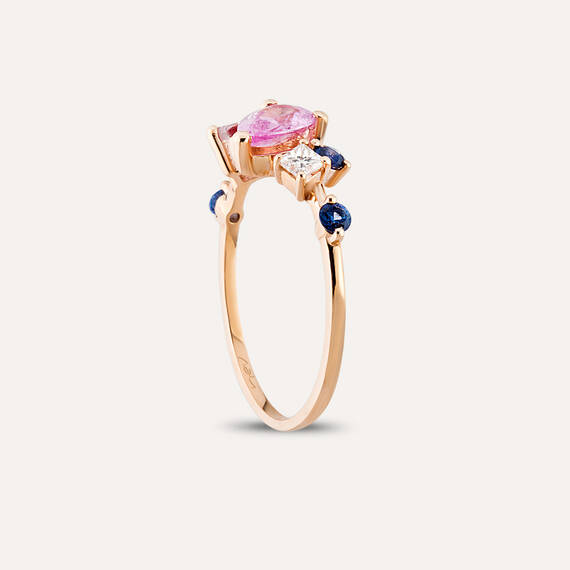 1.55 CT Multicolor Sapphire and Diamond Ring - 5