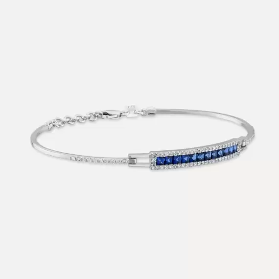 1.52 CT Sapphire and Diamond White Gold Bracelet - 3