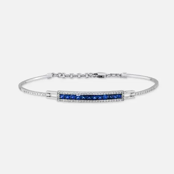 1.52 CT Sapphire and Diamond White Gold Bracelet - 1