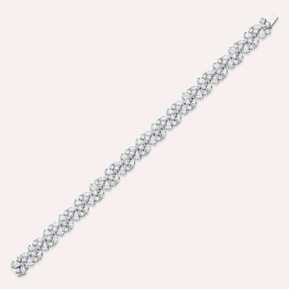 15.39 CT Marquise and Pear Cut Diamond White Gold Bracelet - 2