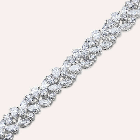 15.39 CT Marquise and Pear Cut Diamond White Gold Bracelet - 4