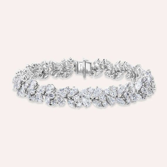 15.39 CT Marquise and Pear Cut Diamond White Gold Bracelet - 1