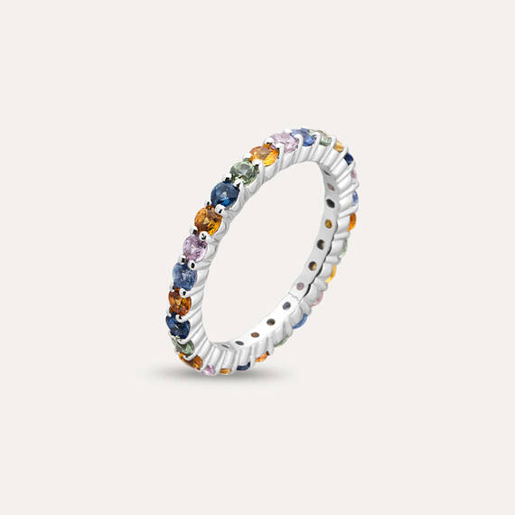 1.56 CT Rainbow Sapphire Eternity Ring - 4