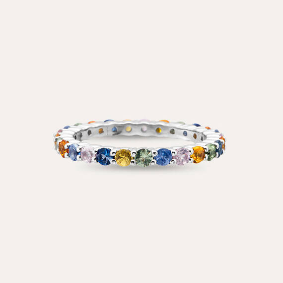 1.56 CT Rainbow Sapphire Eternity Ring - 5