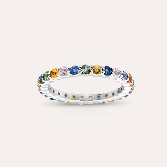 1.56 CT Rainbow Sapphire Eternity Ring - 6