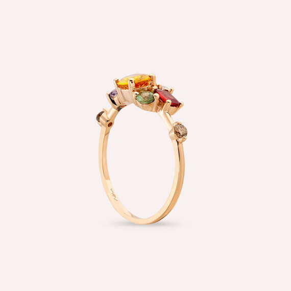 1.61 CT Multicolor Sapphire and Brown Diamond Rose Gold Ring - 4