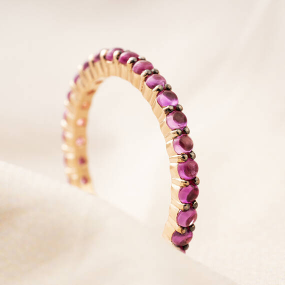1.98 CT Purple Sapphire Rose Gold Eternity Ring - 1