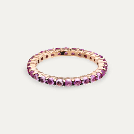 1.98 CT Purple Sapphire Rose Gold Eternity Ring - 6