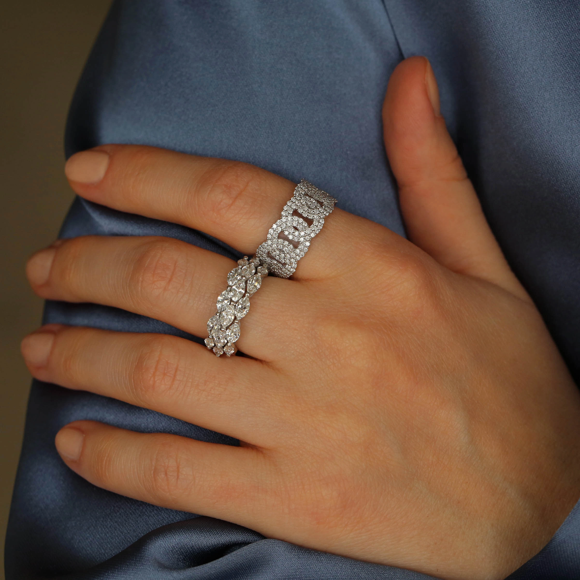 1.69 CT Diamond White Gold Spiral Ring