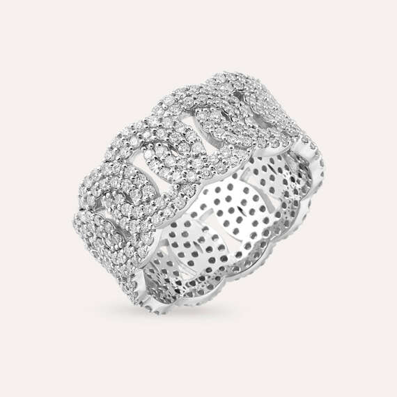 1.69 CT Pırlanta Taşlı Beyaz Altın Sarmal Yüzük - 4