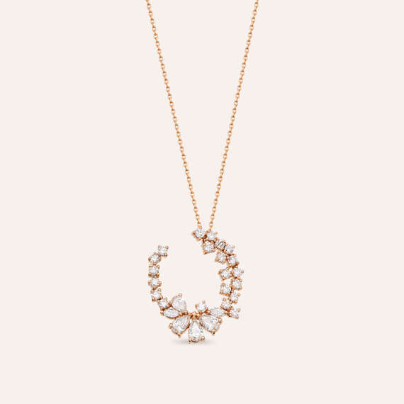 Tiamat 1.87 CT Pear and Marquise Cut Diamond Rose Gold Necklace - 1