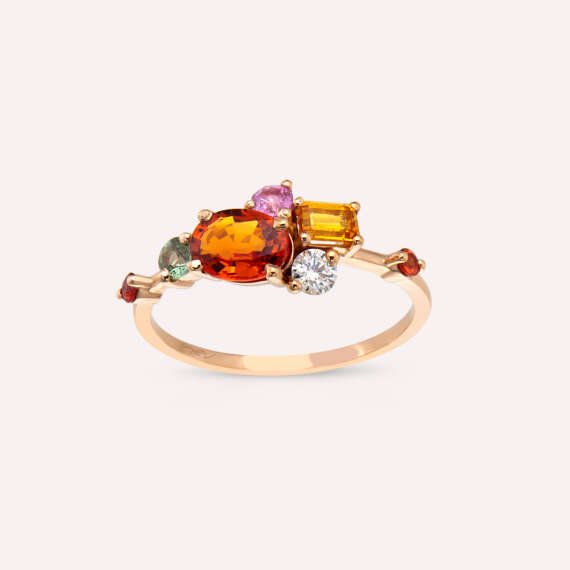 1.72 CT Multicolor Sapphire and Diamond Rose Gold Ring - 1
