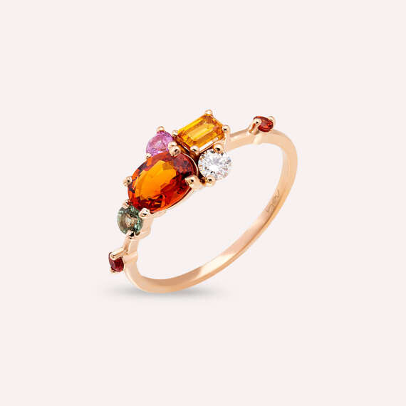 1.72 CT Multicolor Sapphire and Diamond Rose Gold Ring - 4