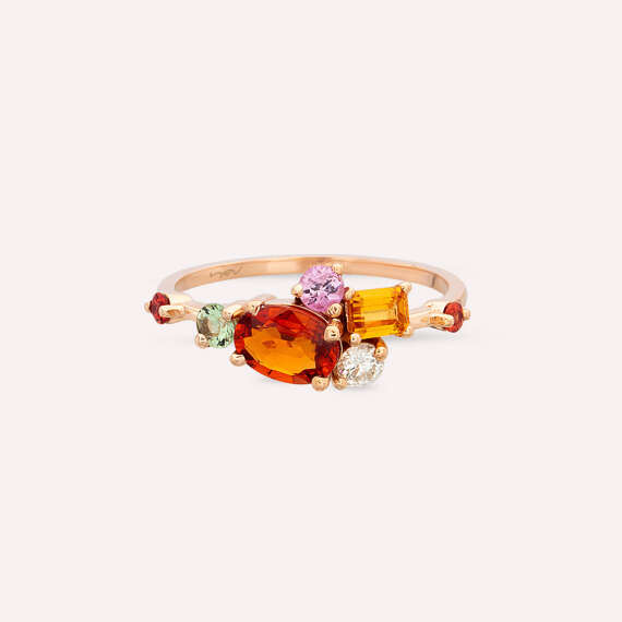 1.72 CT Multicolor Sapphire and Diamond Rose Gold Ring - 5