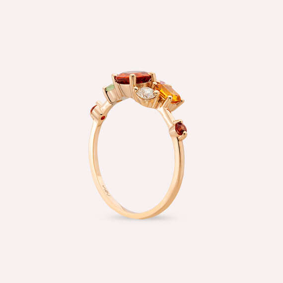 1.72 CT Multicolor Sapphire and Diamond Rose Gold Ring - 6