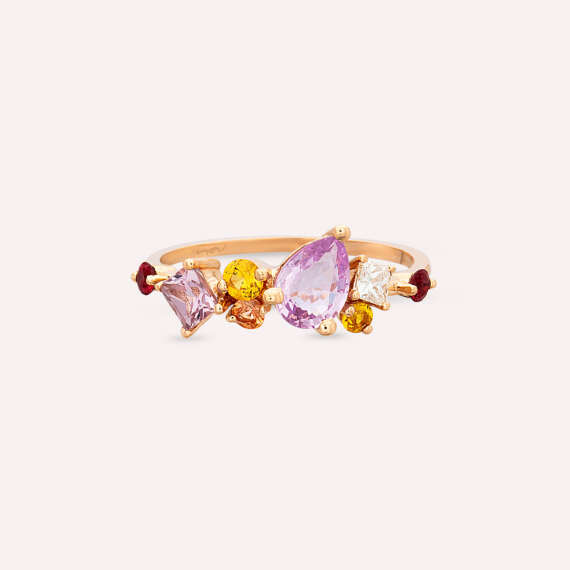 1.74 CT Multicolor Sapphire and Diamond Rose Gold Ring - 4
