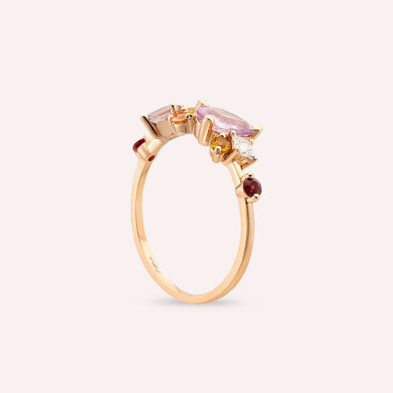1.74 CT Multicolor Sapphire and Diamond Rose Gold Ring - 5