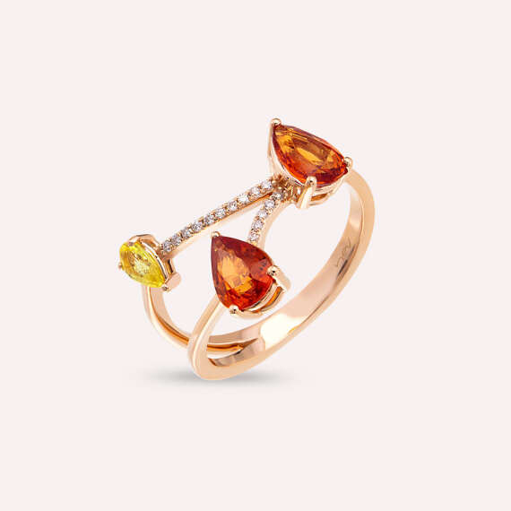 1.88 CT Multicolor Sapphire and Diamond Rose Gold Ring - 3