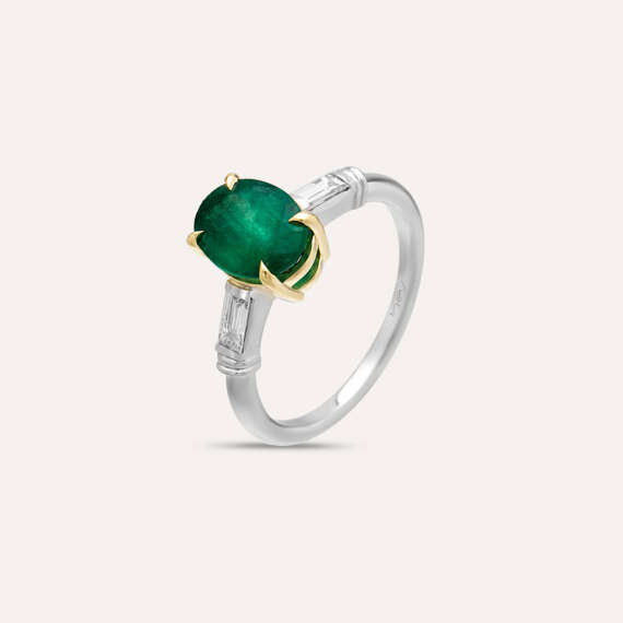 1.96 CT Emerald and Baguette Diamond Ring - 3
