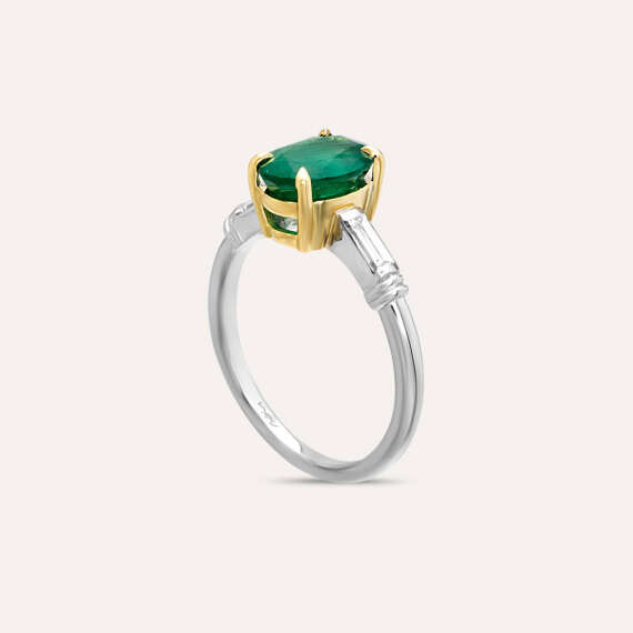 1.96 CT Emerald and Baguette Diamond Ring - 4