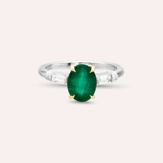 1.96 CT Emerald and Baguette Diamond Ring - 5