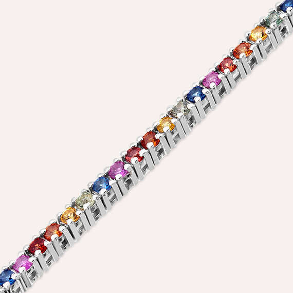 2.02 CT Multicolor Sapphire Tennis Bracelet - 2