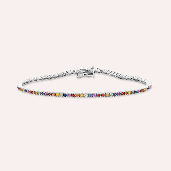 2.02 CT Multicolor Sapphire Tennis Bracelet - 1