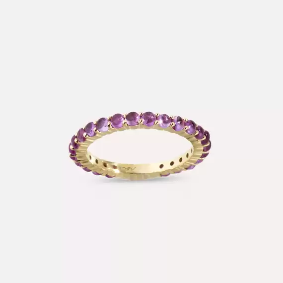 2.04 CT Pink Sapphire Rose Gold Eternity Ring - 1