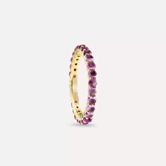 2.04 CT Pink Sapphire Rose Gold Eternity Ring - 4