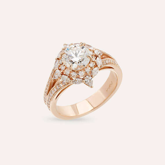 2.20 CT Pear and Marquise Cut Diamond Rose Gold Ring - 3