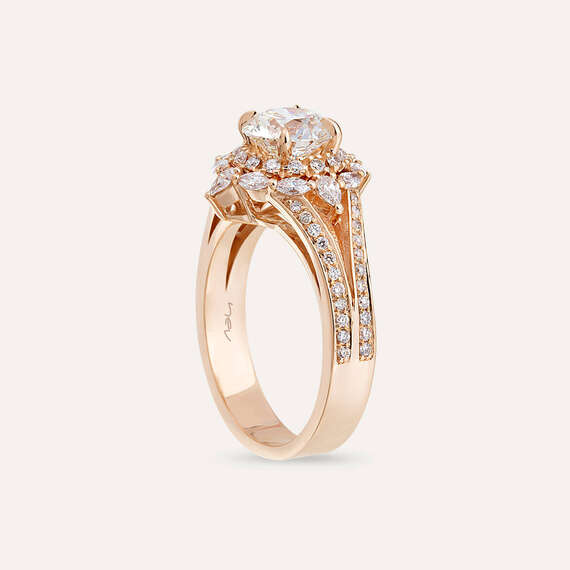 2.20 CT Pear and Marquise Cut Diamond Rose Gold Ring - 5