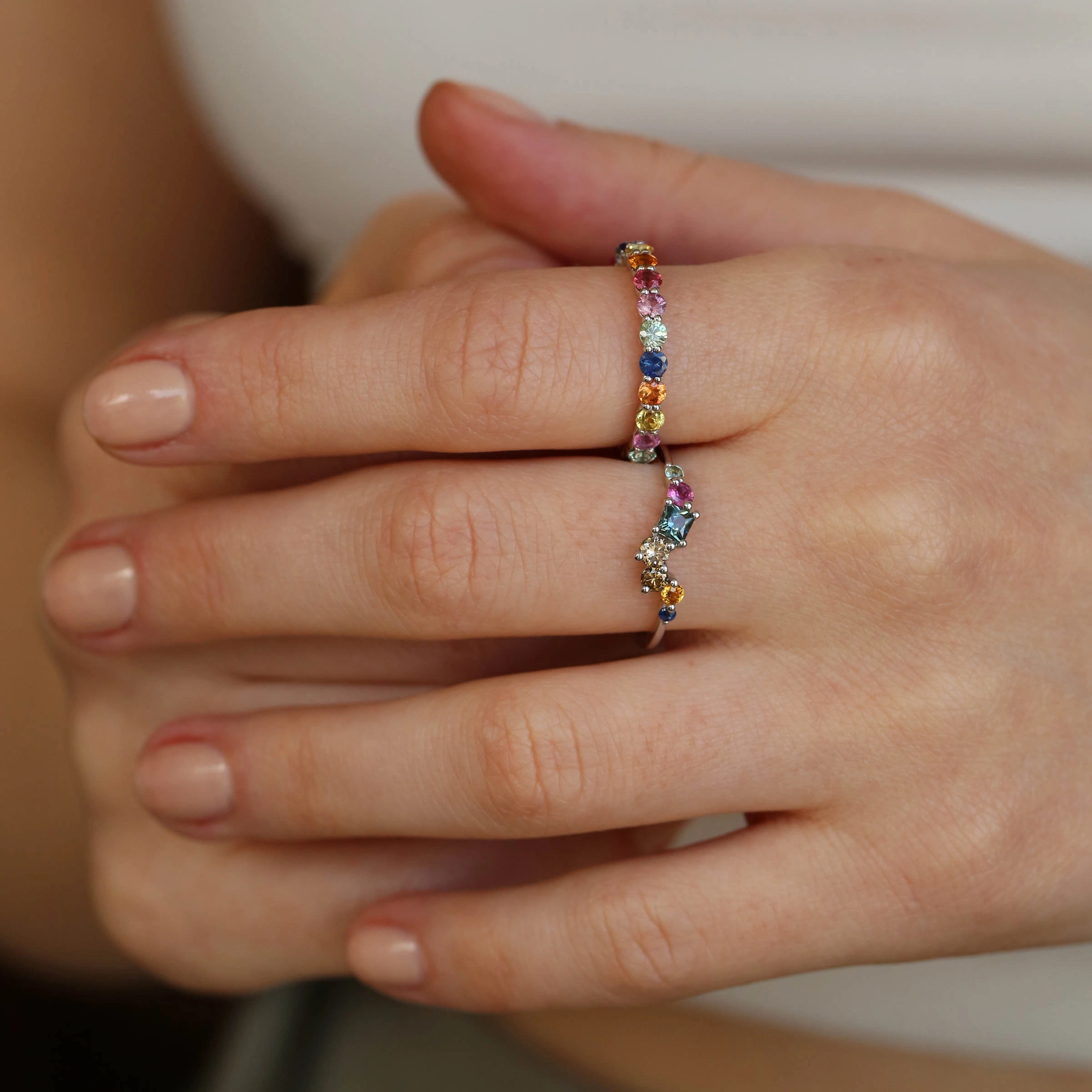 2.43 CT Multicolor Safir Taşlı Tamtur Yüzük - 2