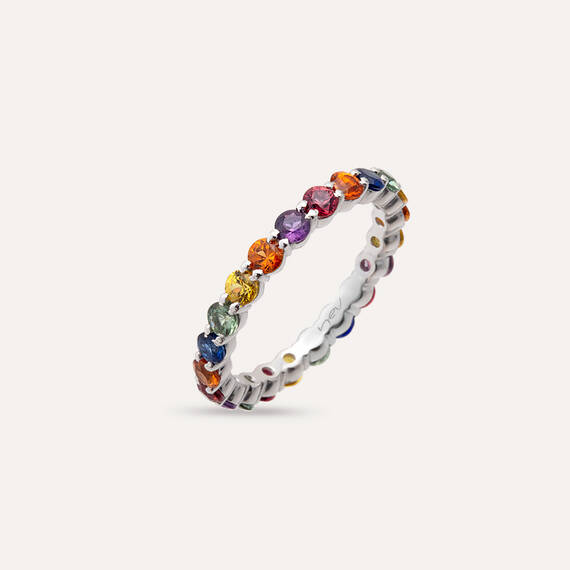 2.24 CT Multicolor Sapphire Eternity Ring - 4