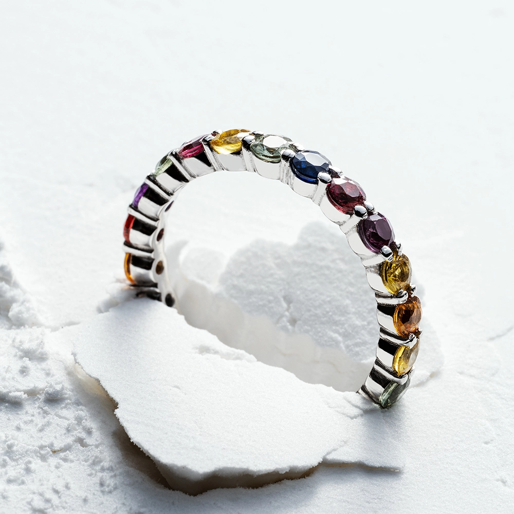 2.43 CT Multicolor Sapphire Eternity Ring - 1