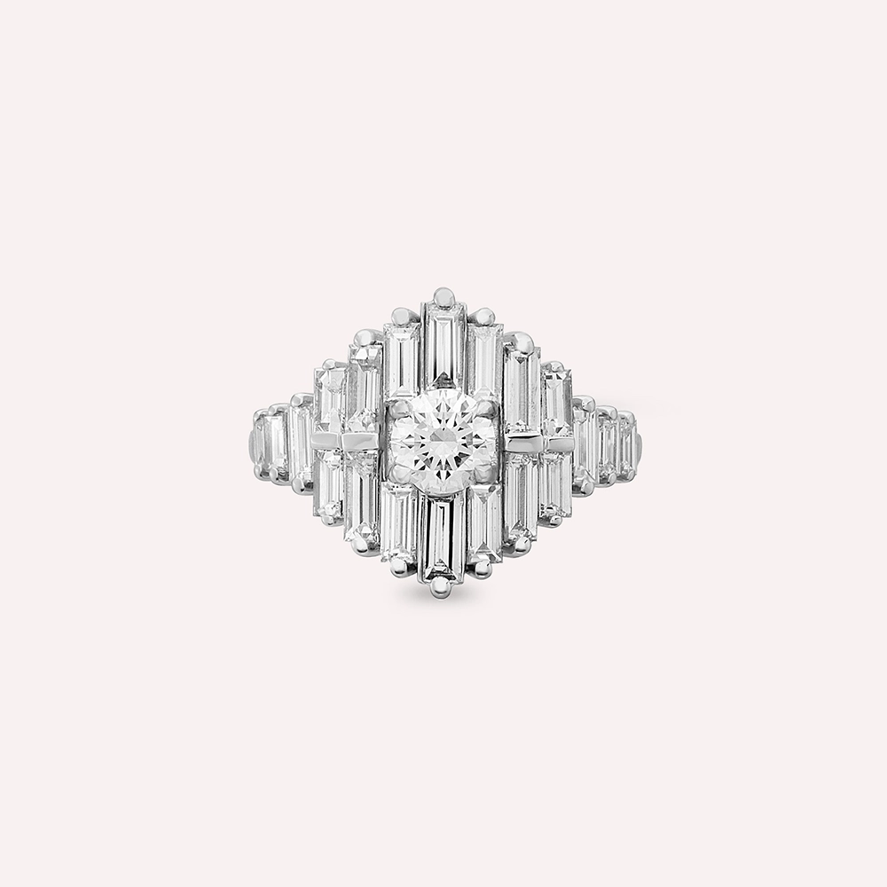 2.27 CT Baguette Cut Diamond White Gold Ring - 3