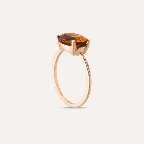 2.55 CT Oval Cut Citrine and Diamond Rose Gold Ring - 5
