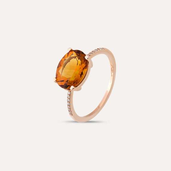 2.55 CT Oval Cut Citrine and Diamond Rose Gold Ring - 4