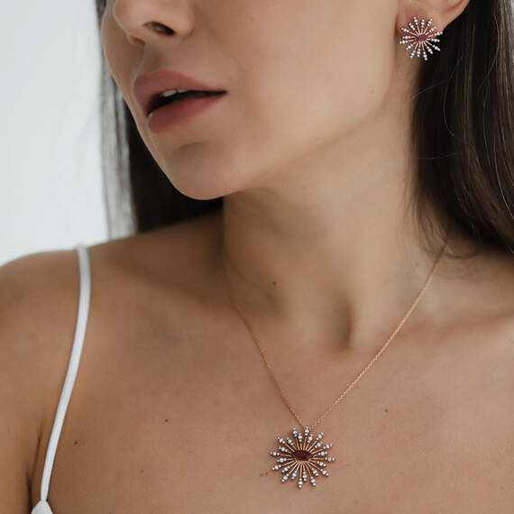 Shine 1.60 CT Yakut ve Pırlanta Taşlı Rose Altın Kolye - 2