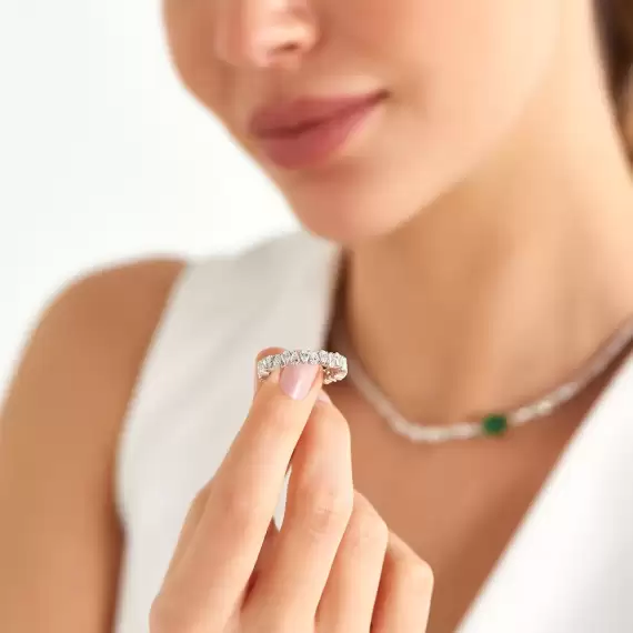 2.33 CT Damla Kesim Pırlanta Taşlı Beyaz Altın Tamtur Yüzük - 3