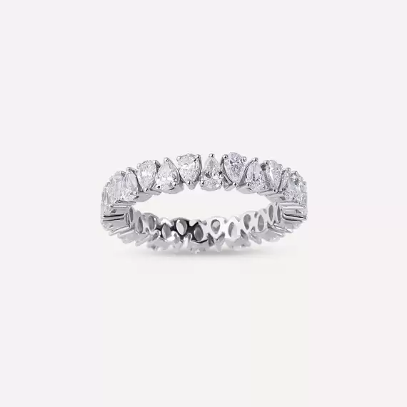 2.33 CT Pear Cut Diamond White Gold Eternity Ring - 1