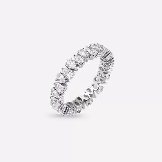 2.33 CT Pear Cut Diamond White Gold Eternity Ring - 4